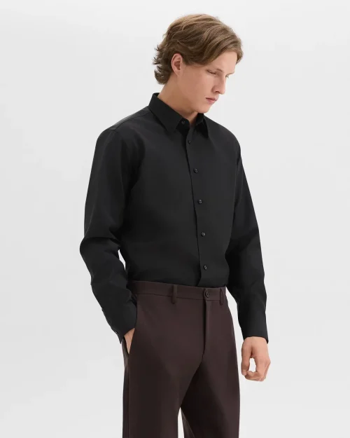 Hugh Black Shirt in Virgin Wool