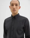 Hugh Shirt in Dark Charcoal Virgin Wool for Men