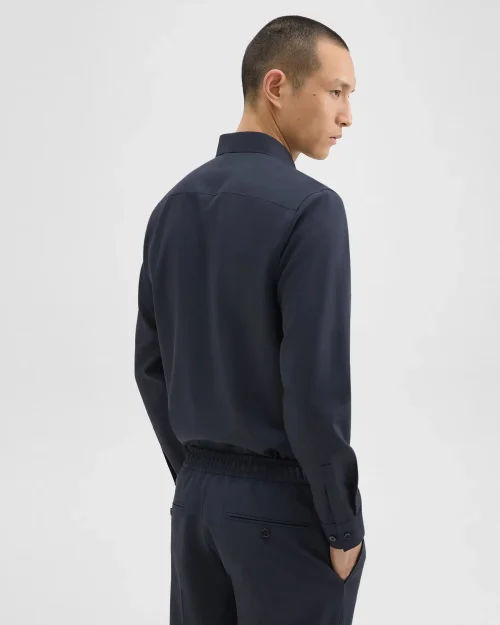 Hugh Shirt in Virgin Wool color navy theoryoutlet back Theory