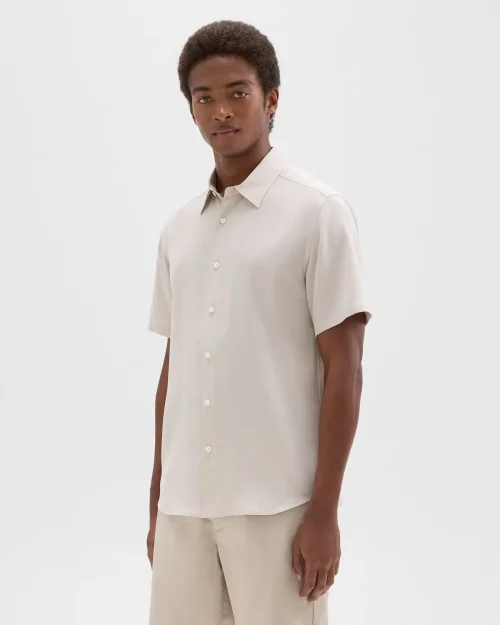 Irving Short-Sleeve Shirt in Fluid Twill