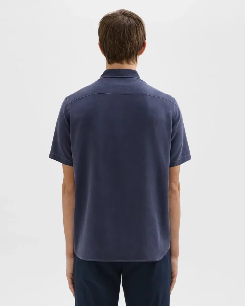 Irving Short-Sleeve Shirt in Fluid Twill