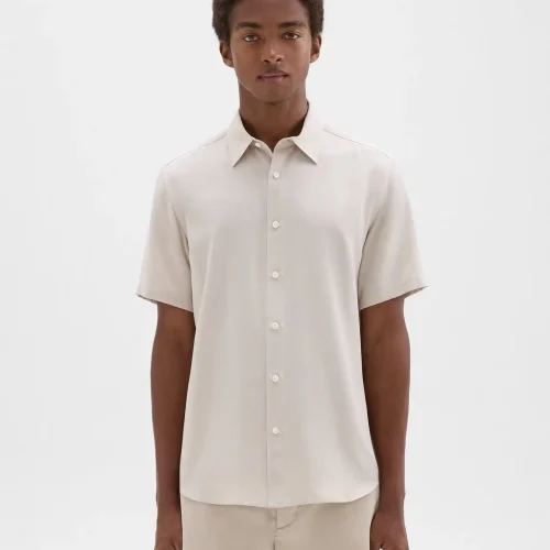 Irving Short-Sleeve Shirt in Fluid Twill