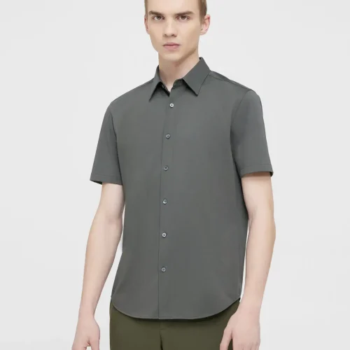 Irving Short-Sleeve Shirt in Structure Knit