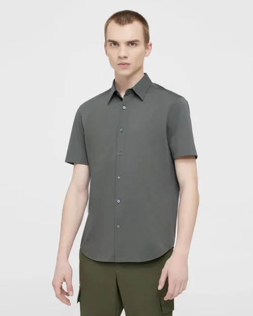 Irving Short-Sleeve Shirt in Structure Knit