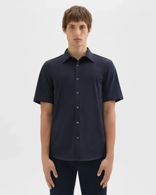 Irving Short-Sleeve Shirt in Structure Knit