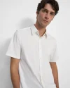 White Irving Short-Sleeve Shirt for Men with Point Collar and Button-Front Closure