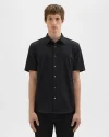 Irving Short-Sleeve Shirt in Black Structure Knit for Men