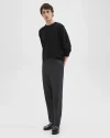 Larin Drawstring Pant in Charcoal Melange Stretch Flannel for Men