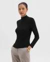 Mock Neck Top in Rib Knit Viscose