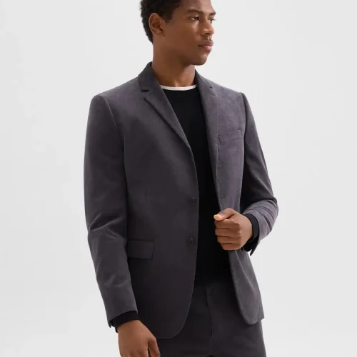 Morton Blazer in Dark Grey Stretch Corduroy for Men – Slim Fit Blazer