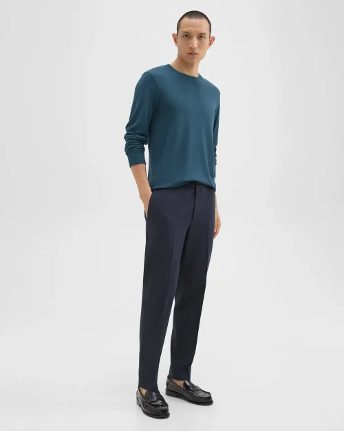 Navy Stretch Wool Larin Drawstring Pants: Perfect for Trendy Men in Deep Navy