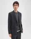 Nostrand Blazer in Charcoal Melange – Slim-fit stretch flannel for men, featuring notched lapels and flap pockets.