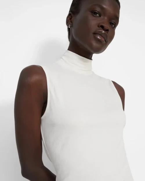 Sleeveless Turtleneck Sweater in Ribbed Viscose