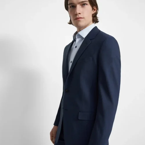 Men's Structured Blazer in Altitude - Stretch Wool with Notch Lapels and Pockets