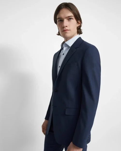 Men's Structured Blazer in Altitude - Stretch Wool with Notch Lapels and Pockets