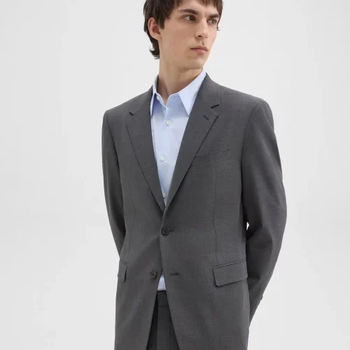 Men’s Structured Blazer in Altitude Stretch Wool with Notch Lapels and Two-Button Closure