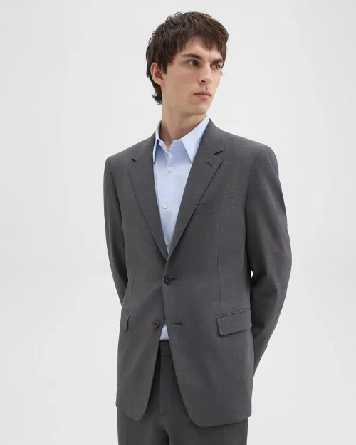 Men’s Structured Blazer in Altitude Stretch Wool with Notch Lapels and Two-Button Closure