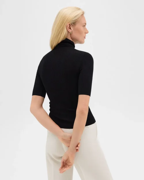 Leenda Short-Sleeve Turtleneck in Regal Wool