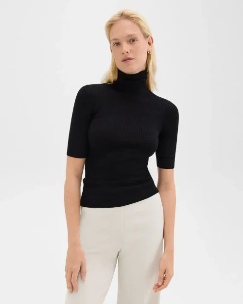 Leenda Short-Sleeve Turtleneck in Regal Wool