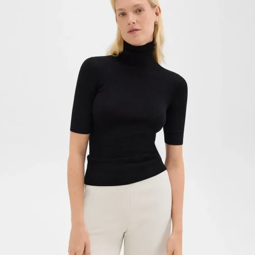 Leenda Short-Sleeve Turtleneck in Regal Wool