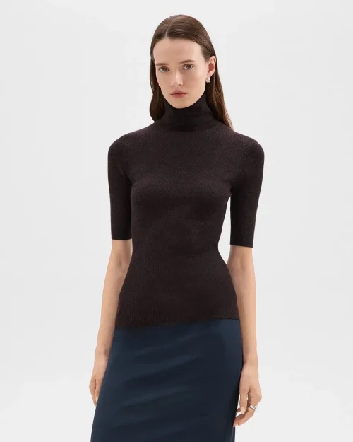 Leenda Short-Sleeve Turtleneck in Regal Wool