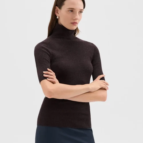 Leenda Short-Sleeve Turtleneck in Regal Wool