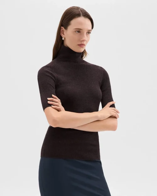 Leenda Short-Sleeve Turtleneck in Regal Wool