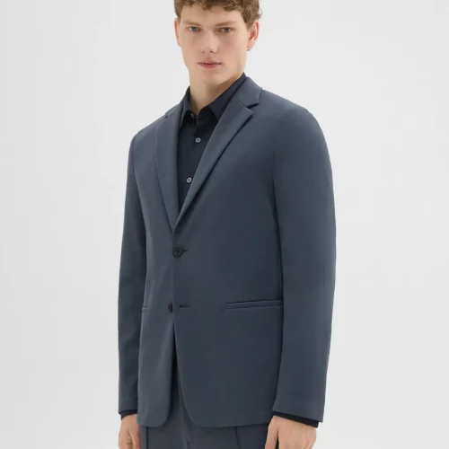 Men's Clinton Blazer in Basalt Precision Ponte with notch lapels and two-button front closure