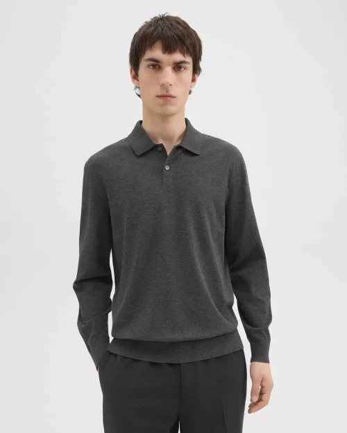 Goris Long-Sleeve Polo Shirt in Light Bilen