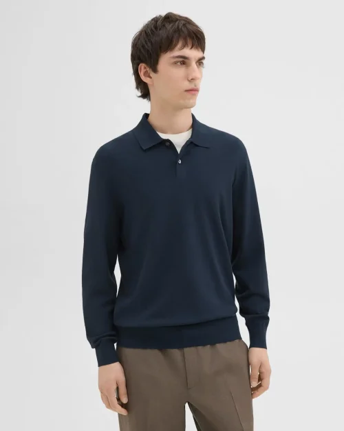 Goris Long-Sleeve Polo Shirt in Light Bilen