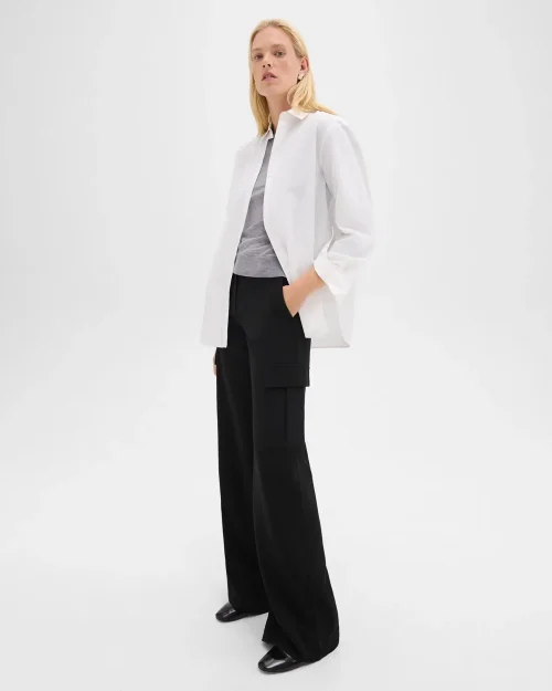 Wide-Leg Cargo Pant in Admiral Crepe