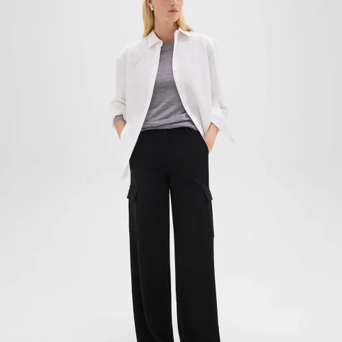 Wide-Leg Cargo Pant in Admiral Crepe