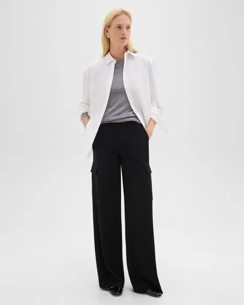 Wide-Leg Cargo Pant in Admiral Crepe