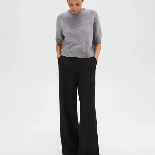 Wide-Leg Pant in Double-Knit Jersey