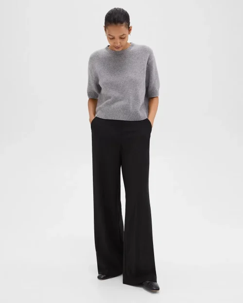 Wide-Leg Pant in Double-Knit Jersey