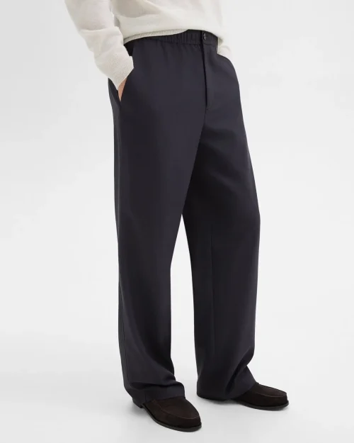 Wide-Leg Drawstring Pant in Stretch Flannel