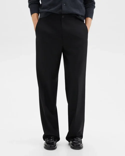 Wide-Leg Drawstring Pant in Stretch Flannel