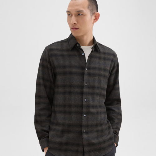 Theory Plaid Cotton Shirt